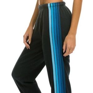 Aviator Nation charcoal Joggers with Blue Stripe Panel